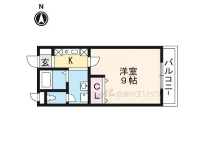 パーシモン茨木(1K/3階)の間取り写真