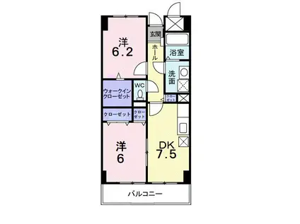 アメニティ屋島(2DK/2階)の間取り写真