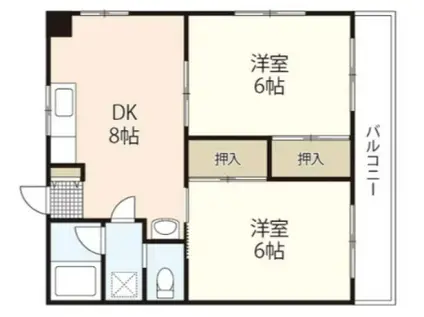 ニュウハイム草津東(2DK/4階)の間取り写真