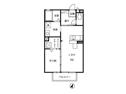 スノーフレーク(1LDK/1階)の間取り写真