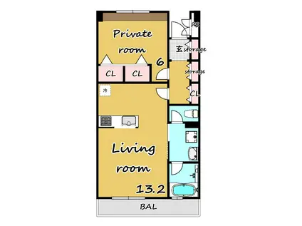 フローラガーデン(1LDK/3階)の間取り写真