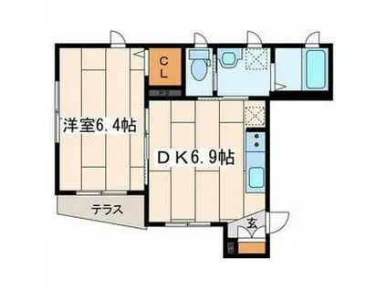 DOLF K&S(1DK/1階)の間取り写真