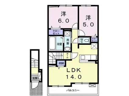 MTIハイツ VI A(2LDK/2階)の間取り写真