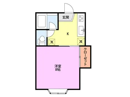 ハイツパッシフルI(1K/2階)の間取り写真