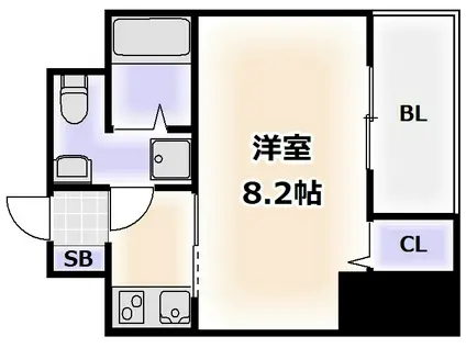 BLUEBEE田辺駅前(1K/6階)の間取り写真