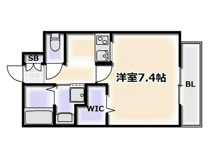 ドムール難波(1K/8階)の間取り写真