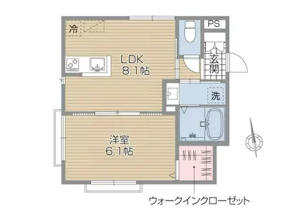PAL WOOD(1LDK/1階)の間取り写真