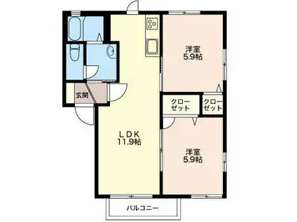 ディアス 花みずき(2LDK/1階)の間取り写真