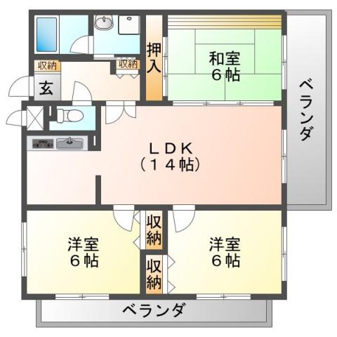 アビタシオン橋本I(3LDK/6階)の間取り写真