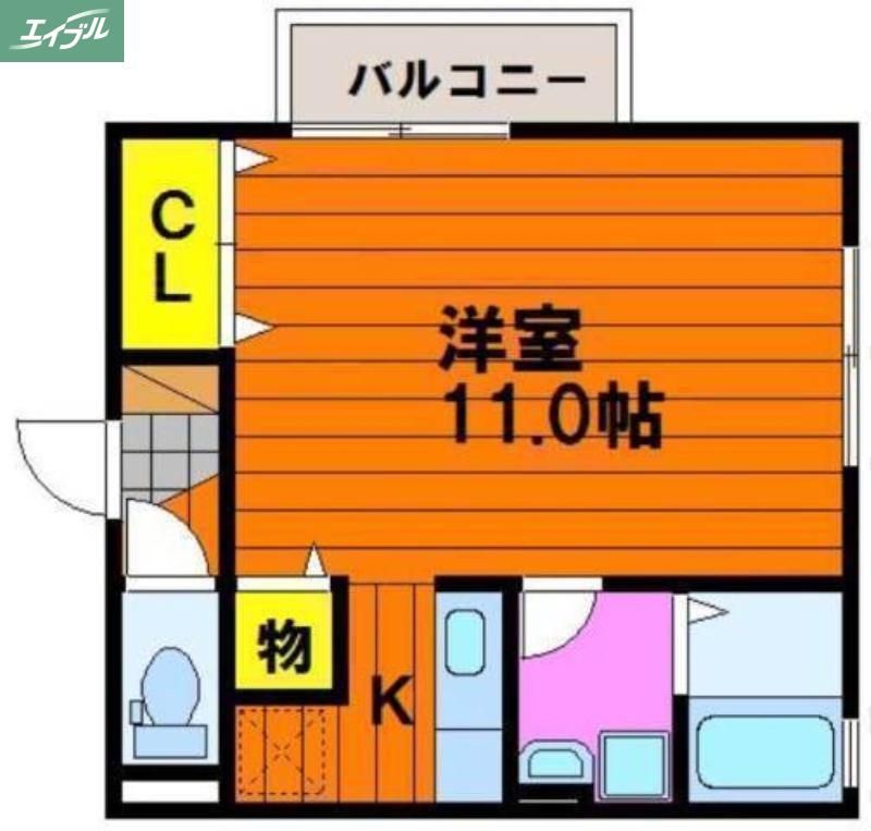 リビングタウン豊成 A(ワンルーム/2階)の間取り写真