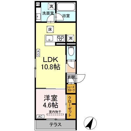 ASSET-COURT立川上砂町5丁目 A棟(1LDK/1階)の間取り写真