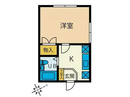 富士見台ハイツII(1K/2階)の間取り写真