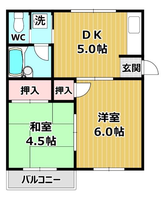 グランジュール高橋(2DK/3階)の間取り写真