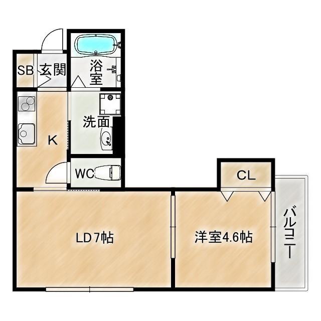 ブリーゼ城東(1LDK/1階)の間取り写真