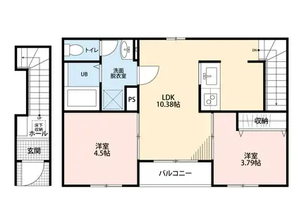 リーブルファイン越谷宮本町(2LDK/2階)の間取り写真