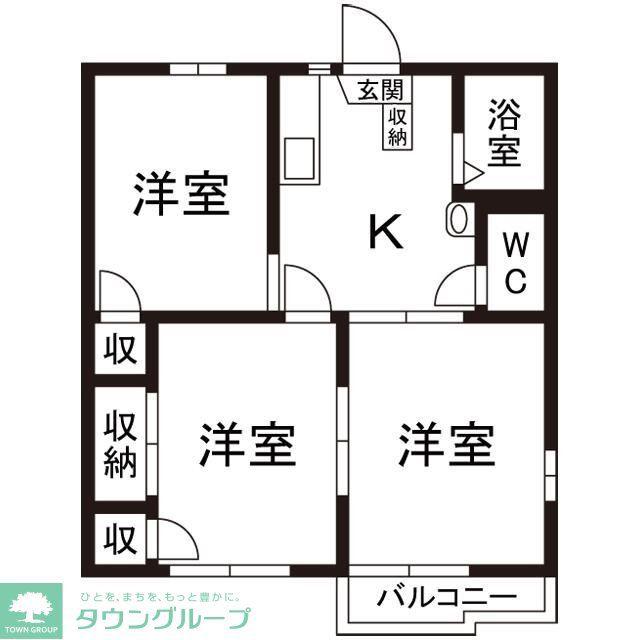 上柴 パークハイツ A(3DK/1階)の間取り写真