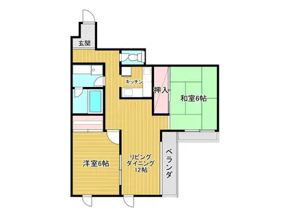 バームコート立川(2LDK/2階)の間取り写真