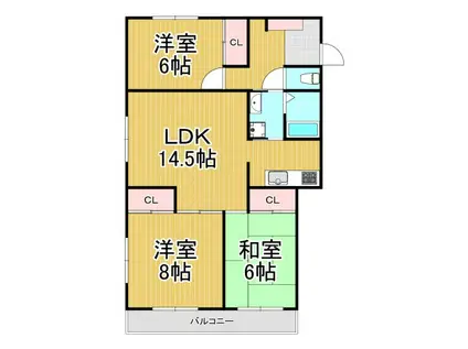 エクセル熊野Ⅱ(3LDK/1階)の間取り写真