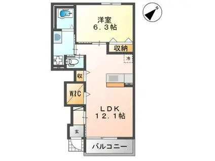 H&I ルミナス II(1LDK/1階)の間取り写真