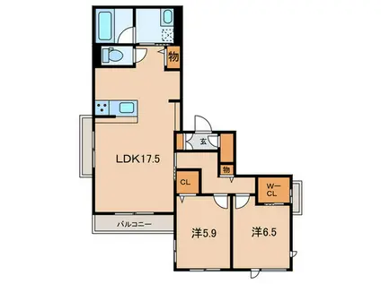 SHAMAISON LUNA(2LDK/2階)の間取り写真