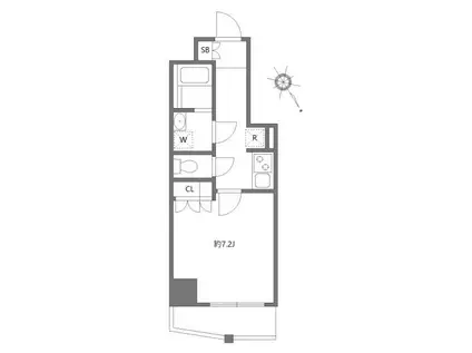 アゼスト堀切菖蒲園II(1K/2階)の間取り写真