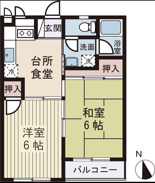 コーポ萩原(2DK/3階)の間取り写真