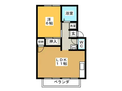 アビィロード II(1LDK/2階)の間取り写真