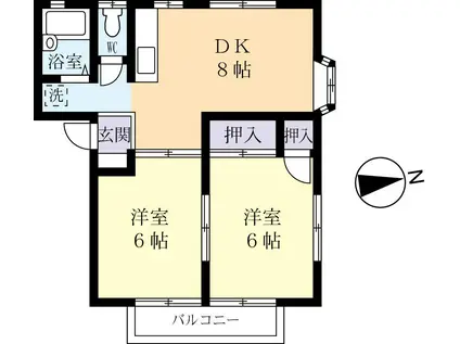パルコートタカツ(2DK/2階)の間取り写真