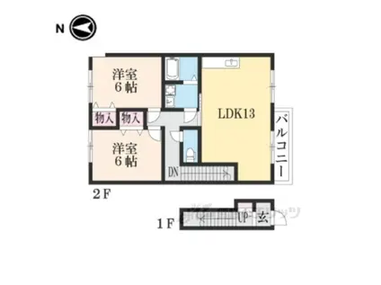 サンガーデン甲賀B(2LDK/2階)の間取り写真