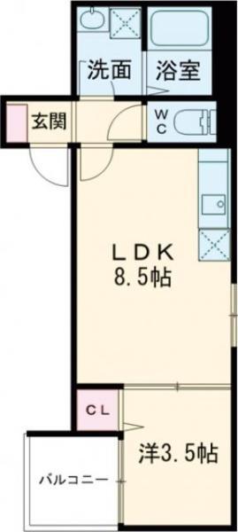 D PORTA CLAVEL(1LDK/2階)の間取り写真