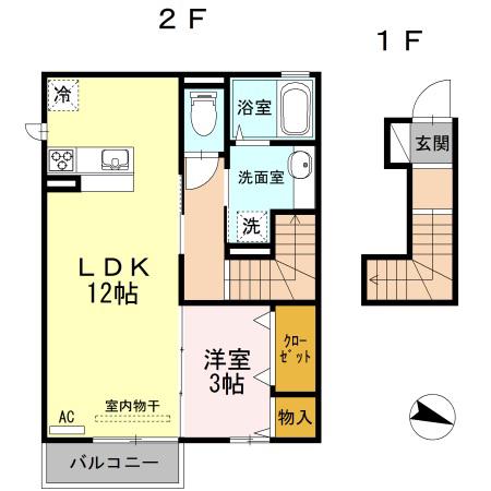 フォレスト21(1LDK/2階)の間取り写真