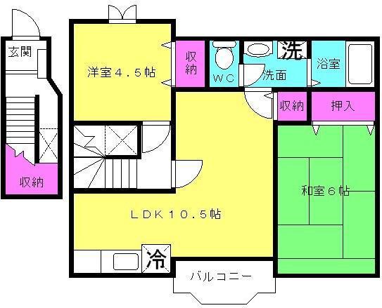トゥー・ル・モンドSB(2LDK/2階)の間取り写真