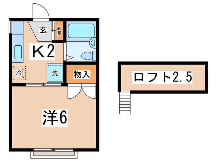 ステラハウス(1K/2階)の間取り写真