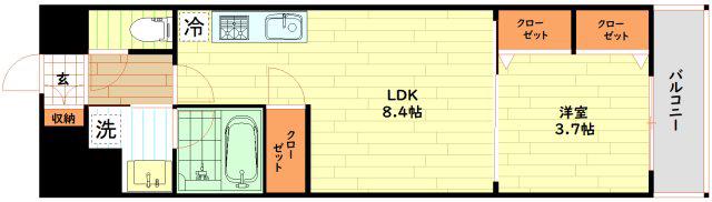 アーバネックス同心II(1LDK/7階)の間取り写真