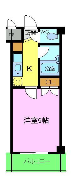 学園町2番館(1K/4階)の間取り写真