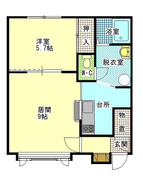 フルーブヴィラージュ(1LDK/2階)の間取り写真