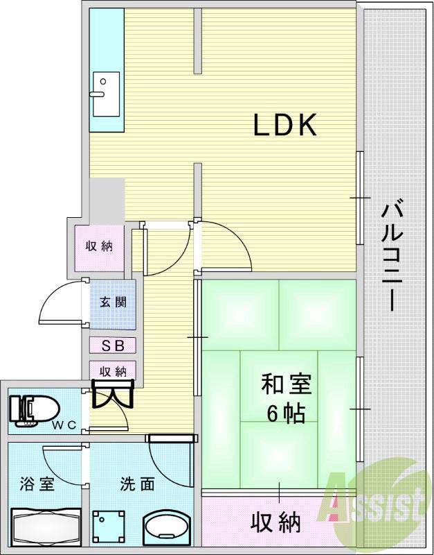 メゾン優雅(1LDK/1階)の間取り写真