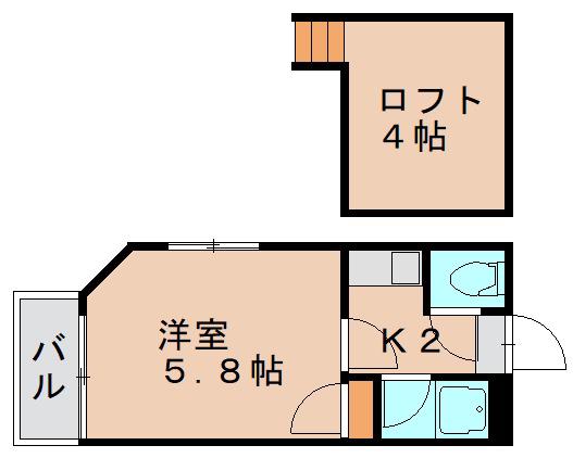 バリュー箱崎(1K/2階)の間取り写真