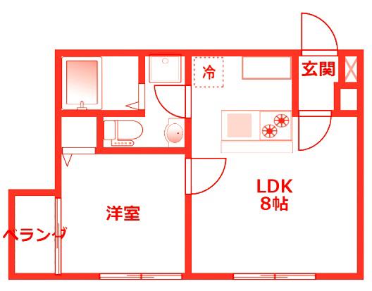 LYハイツ(1LDK/2階)の間取り写真