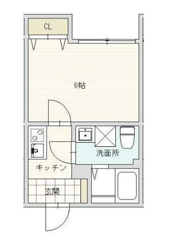 アーバンブルー高砂(1K/1階)の間取り写真