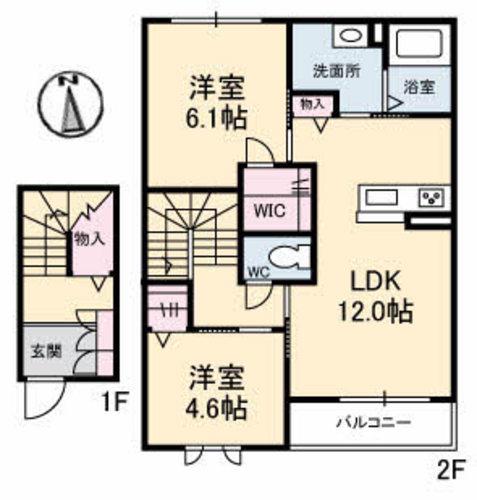 シャーメゾン ノア A棟(2LDK/2階)の間取り写真