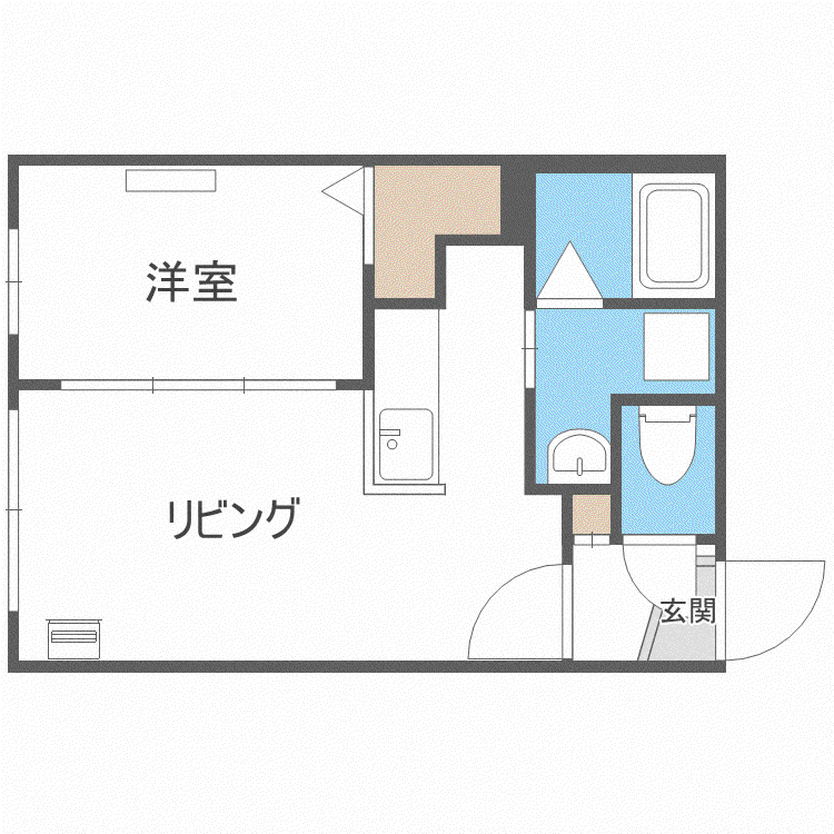 ラフィーネ月寒中央(1LDK/4階)の間取り写真