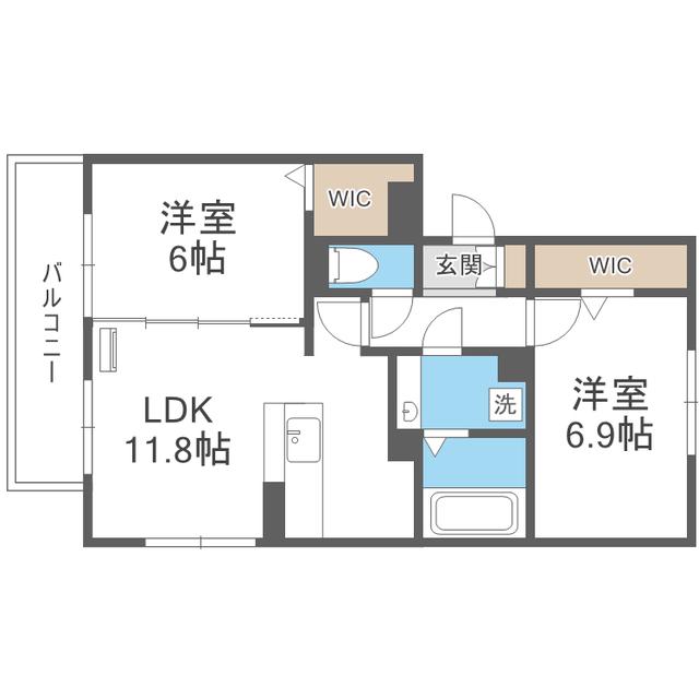 クリエイーストII(2LDK/2階)の間取り写真