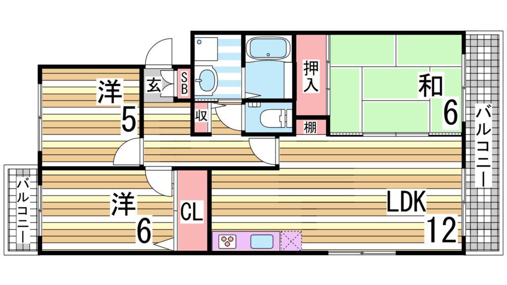 マッティーナ神戸弐番館(3LDK/3階)の間取り写真