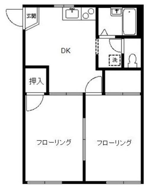 オウク千駄木(2DK/1階)の間取り写真