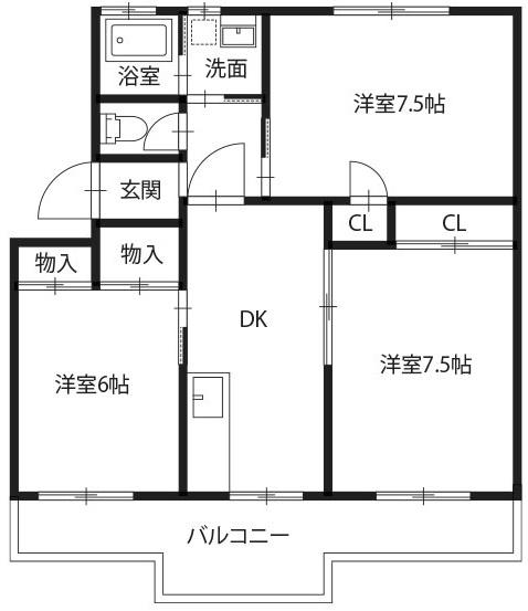 メナーハイツ藍(3DK/3階)の間取り写真