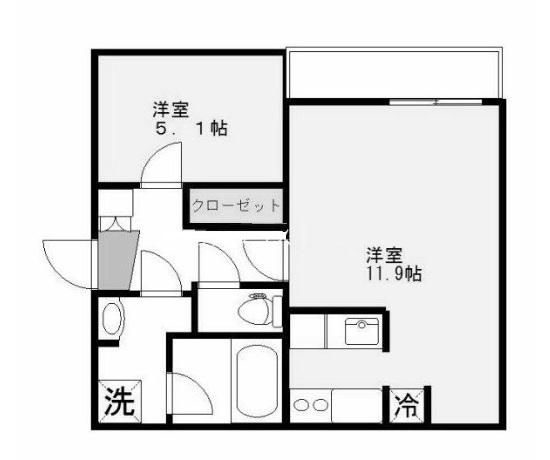 F.Oエイト(1LDK/3階)の間取り写真