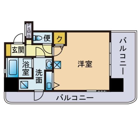 アルファコンフォート福岡西新(ワンルーム/8階)の間取り写真