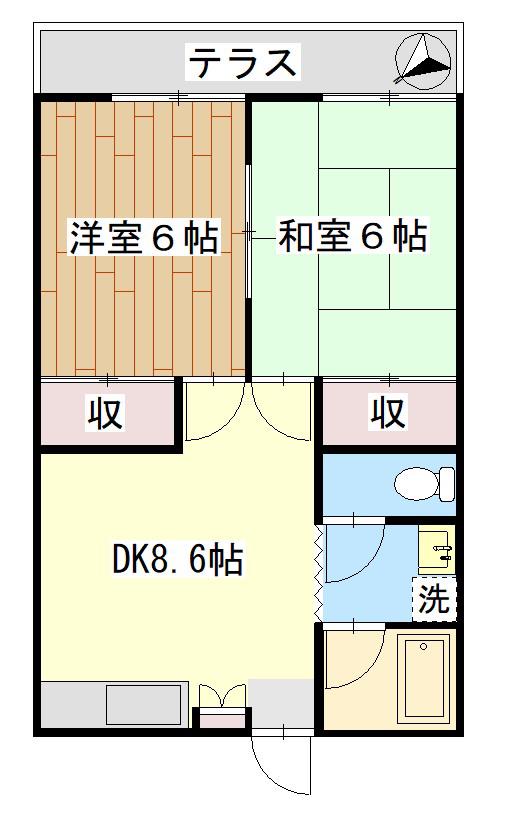 第一ハイツ栄里(2DK/2階)の間取り写真