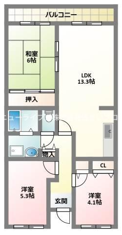クレセントオーエス2(3LDK/2階)の間取り写真